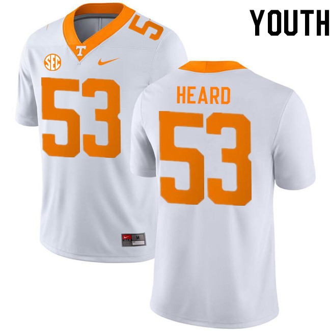 Youth #53 Lance Heard Tennessee Volunteers College Football Jerseys Stitched-White